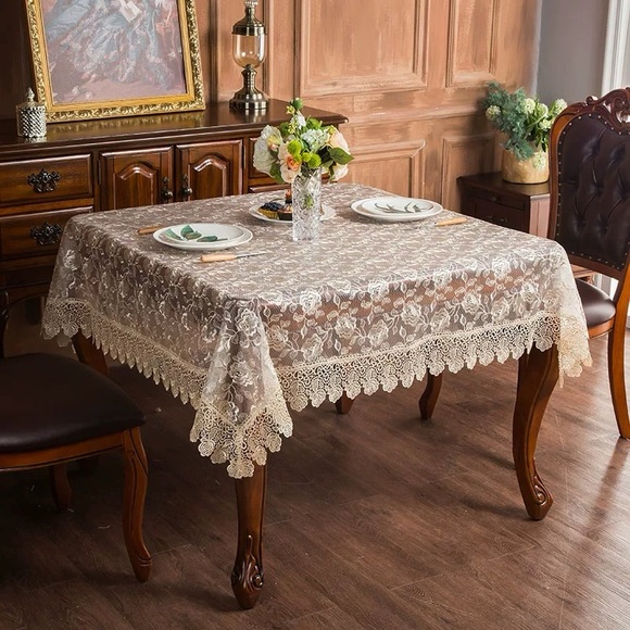 51" x 70"Vintage Lace Tablecloth Embroidered cover for Wedding Banquet Holiday - Picture 4 of 9